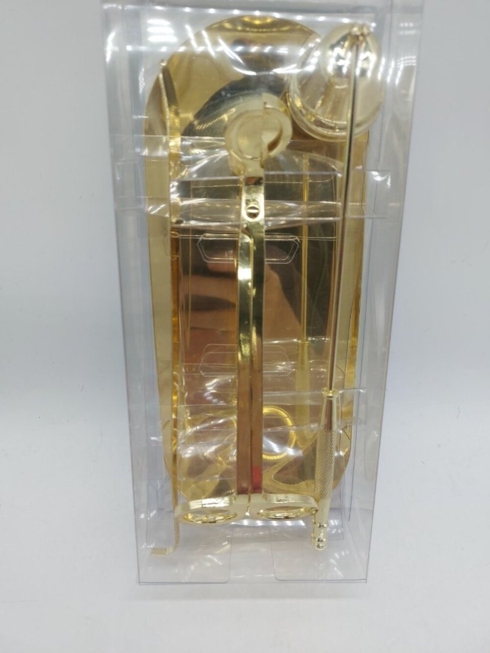Gold Tone Candle Care Kit Scissors Snuffer Picker Plate Metal